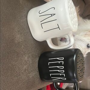 Rae Dunn White Salt & Black Pepper Ceramic Shakers